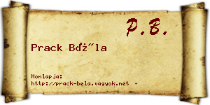 Prack Béla névjegykártya